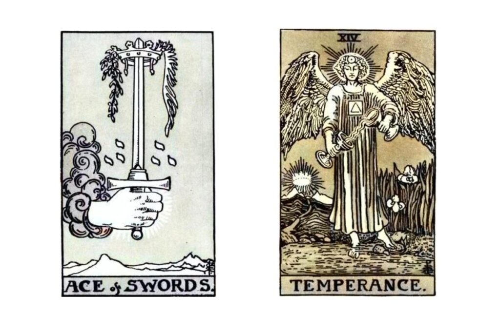 ace of swords and temperance tarot card combination